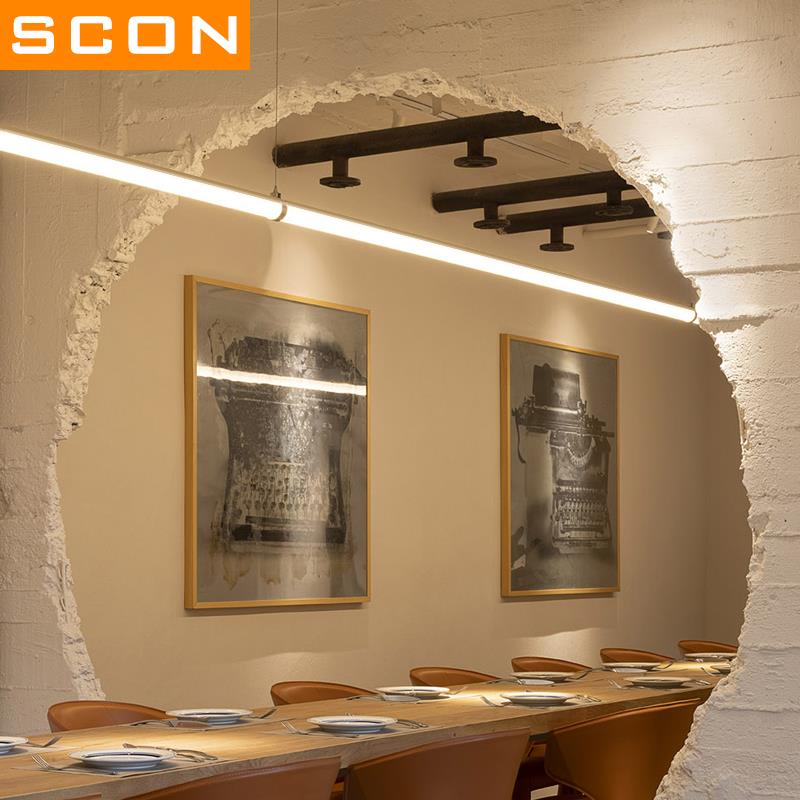 SCON公办窒吊灯无缝拼接led长条灯一体化防水车间冷库照明三防灯
