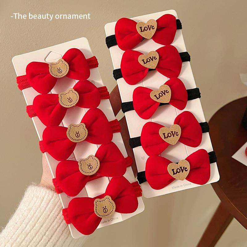 新年头饰红色头绳儿童小熊蝴蝶结发圈丸子头高弹力皮筋女扎头发绳,饰品/流行首饰/时尚饰品新,发饰,淘宝优惠券,粉丝福利购,淘宝优惠卷