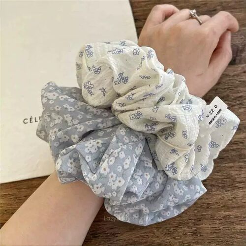 奶盐碎花~森系泡芙褶皱发圈女高弹扎头发饰肥肠圈ins博主同款头饰