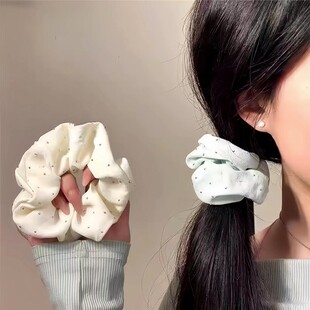 薄荷曼波绿大肠发圈女新款侧马尾肥肠头绳韩系温柔满天星头花发饰