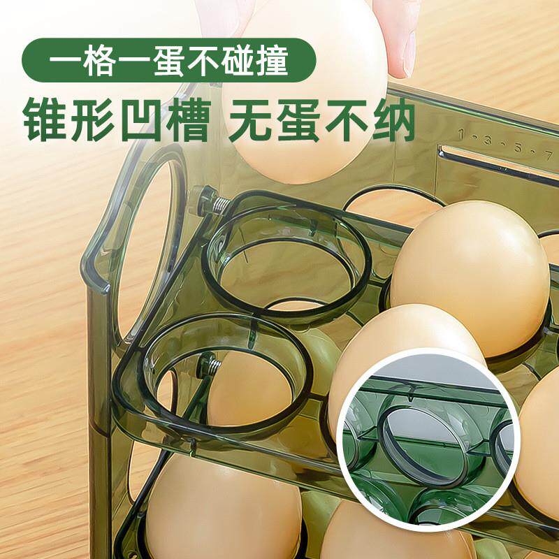 拿完自动翻转 加厚鸡蛋盒家用冰箱鸡蛋收纳盒三层鸡蛋托储藏盒