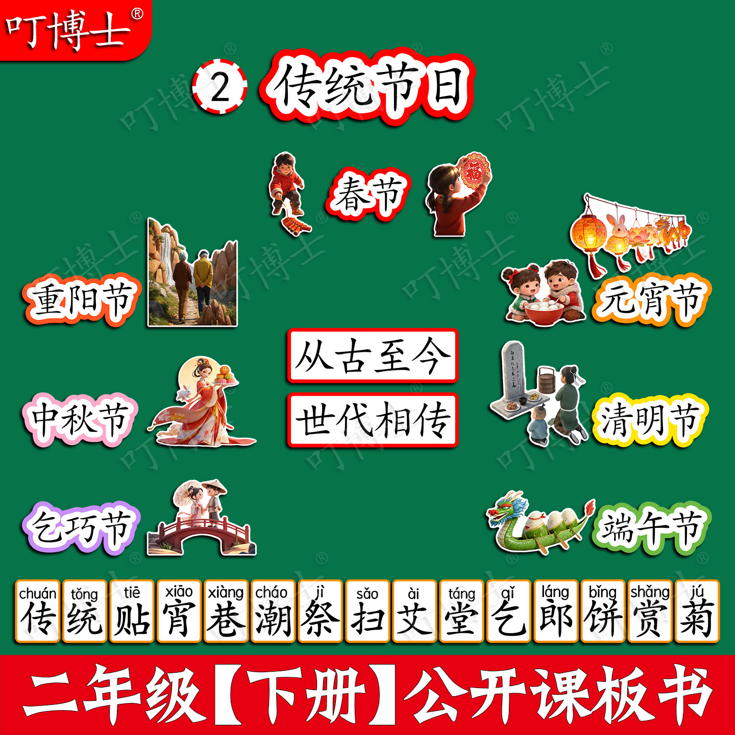 传统节日公开课板书贴板贴设计