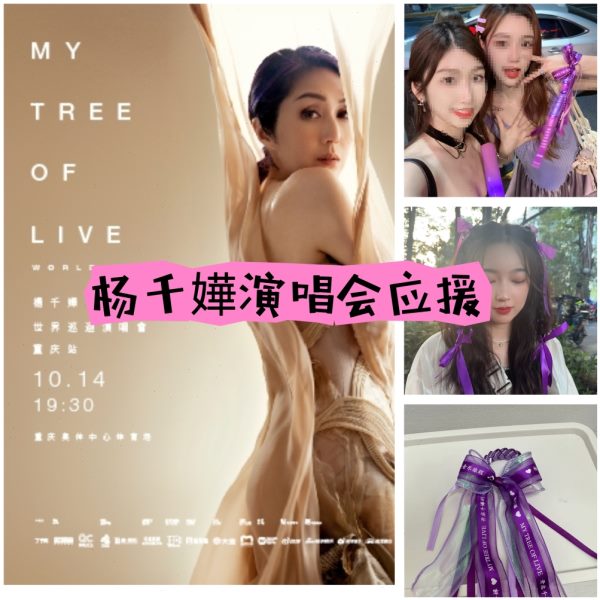 演唱会发饰丝带编应援物紫色手环应援发夹发杨千嬅头饰周边明星