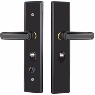 不锈钢双拉簧新镜面防盗门把手加厚面板入户门通用型双开门锁黑色