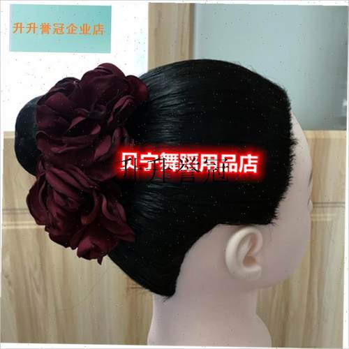 贝宁舞蹈用品店8cm女拉丁y舞头花国标舞比赛表演头饰酒红色发饰,