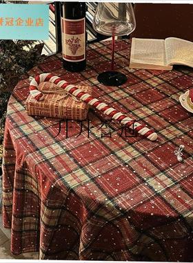 新年桌布氛围感红色格子餐桌装饰拍照道具20N25年蛇年春节场景布,