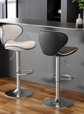 吧台椅升降家用高脚凳轻奢酒吧椅前台收银吧凳现代简约靠背吧台凳