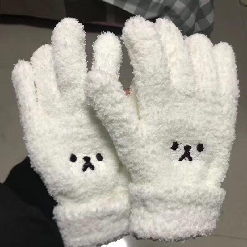 软糯手套ins学生骑车毛绒手套冬季保暖情侣手套送女友zz