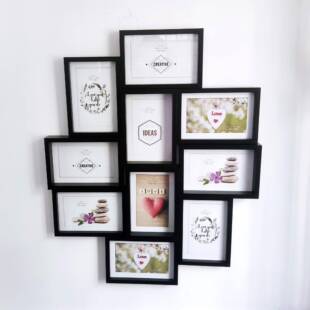 6寸木质十张连体组合相框挂墙简约黑白现代北欧创意新款