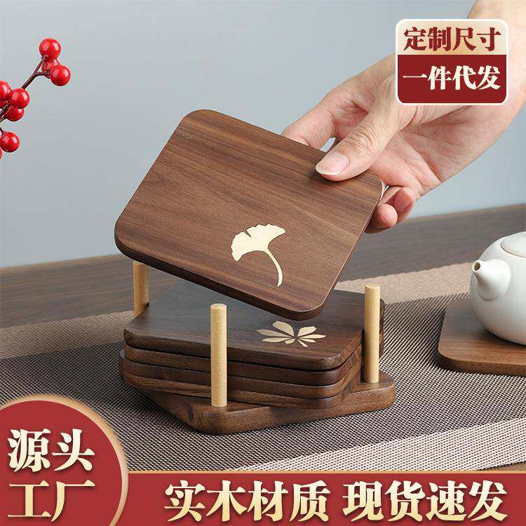 实木印花餐垫隔热垫碗垫锅垫餐桌餐盘垫家用高档防烫日式杯垫木质