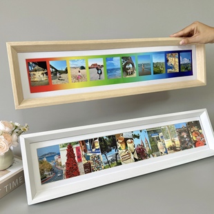 彩虹拍立得相框mini3寸相纸专用实木长条画 画框摆台挂墙打印洗照