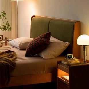 实木软包床樱桃木日式 家具1.5单人床1.8米主卧双人复古床