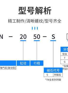 双轴双杆气缸TN/TDA10/16X5/10/15/20/25/30/35/40/45/50/60/70