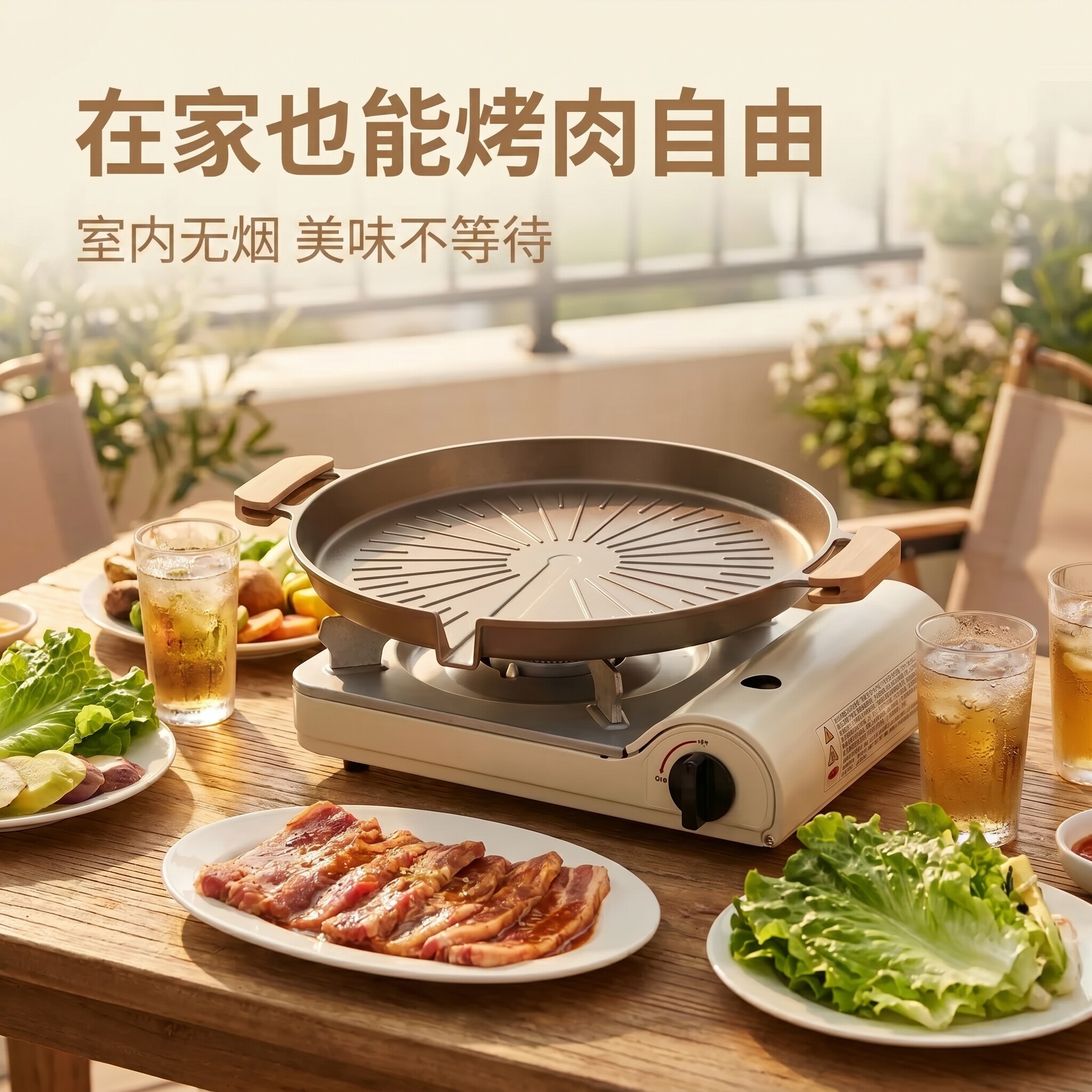 家用露台烤盘烤肉盘烧烤卡式炉专用户外便携式煎烤盘不粘锅电磁炉