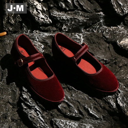 J·M复古圆头一字扣玛丽珍鞋
