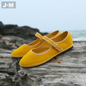 J·M绒面圆头玛丽珍鞋 一字带平底鞋 女2026春新款 百搭软底舒适单鞋