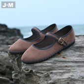 服装 女2026新款 鞋 J·M 帽 复古绒面玛丽珍鞋 百搭一字带平底单鞋