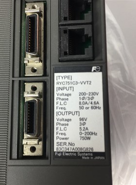 富士伺服驱动器RYC751C3-VVT2(50W/101W/201W/401W)RYC751D3-VVT2
