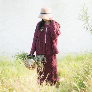 女2021春季 套装 新款 文艺短款 毛衣针织半身裙女 忆旧秋装 开衫 针织衫