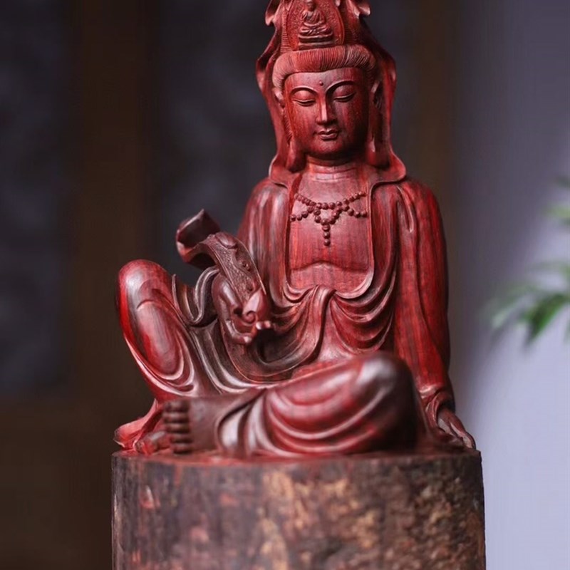 小叶紫檀雕刻摆件木雕人物办公室客厅乔迁新居祝福家居装饰仿古