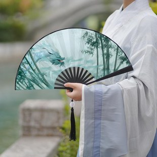 上春山八寸文创折扇中国风晨袍汉服道具扇复古风舞蹈扇子随身夏季