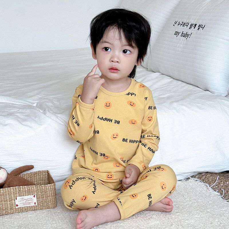 儿童秋衣套装纯棉男童秋裤全棉无骨秋冬加厚宝宝内衣婴儿保暖睡衣