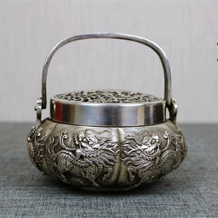 手炉纯铜麒麟手炉鎏银仿古复古暖手炉女随身学生取暖男手炉碳火炉