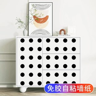 高级感北欧波点柜子翻新贴纸遮丑自粘改造改色家具橱柜门美化装饰