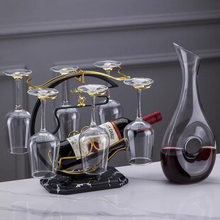 红酒杯水晶玻璃杯架子倒挂家用勃艮第葡萄酒杯醒酒器套装高脚杯子