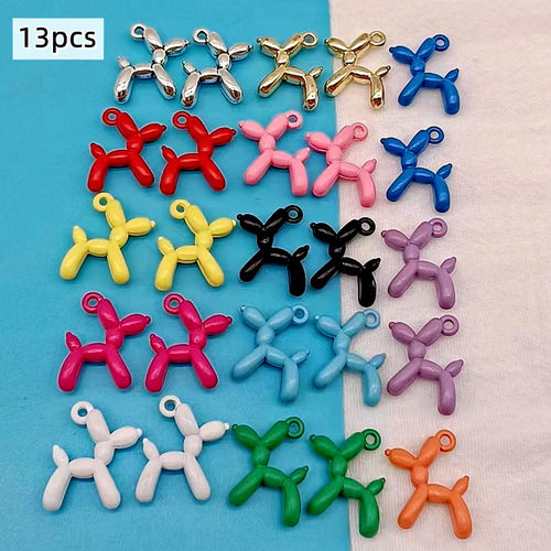 极速13pcs 19*15mm 13colors 3D Balloon Dog Metal ChaVrms Pend