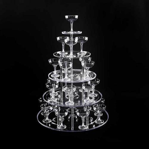 新品婚庆香槟f塔烛台倒酒香槟塔圆形塑料高脚婚庆道具压克力酒塔