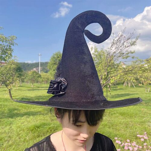 新品Party Performance Hat Black Wizard HaLt Witch Hat Headwe
