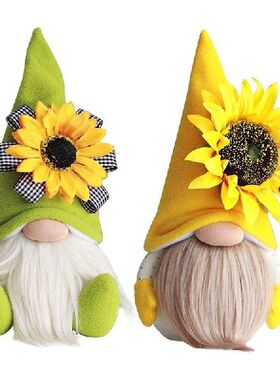 极速2 PCS Sunflower Gnosme Summer Gnomes Plaid Sunflower Gno