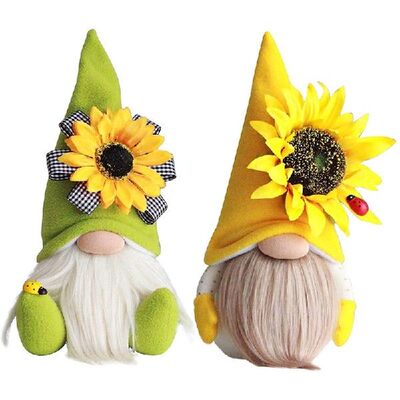 极速2 PCS Sunflower Gnosme Summer Gnomes Plaid Sunflower Gno