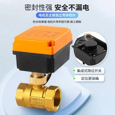 极速水下a防水电动阀水阀ac220v24v12v4分6分二通丝扣大流量铜球