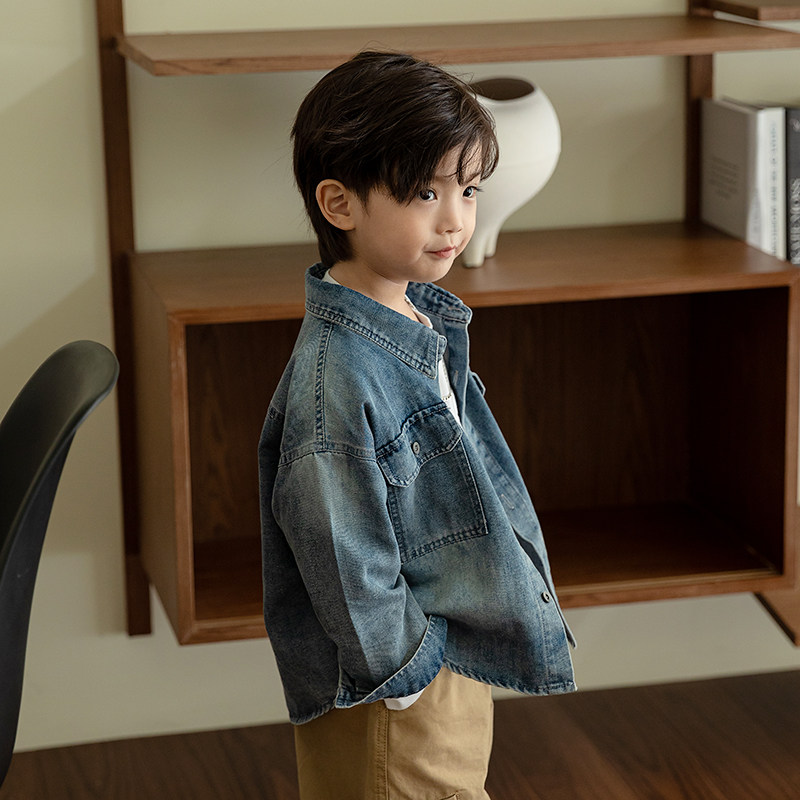 极速米修叻儿童牛仔衬衫春秋薄款四岁男童秋装复古套X色纯棉开襟,童装/婴儿装/亲子装,儿童牛仔衬衫,淘宝优惠券,粉丝福利购,淘宝优惠卷
