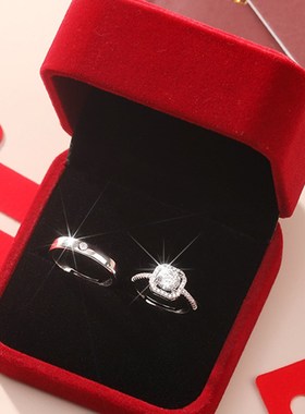 极速婚戒c对戒结婚一对婚礼戒指仿真结婚用的假钻戒情侣求婚道具