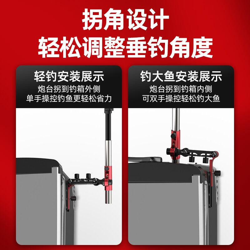新品渔之源新款钓鱼箱炮台架外箱摆D臂左右适用钓鱼箱配件大物竿图片
