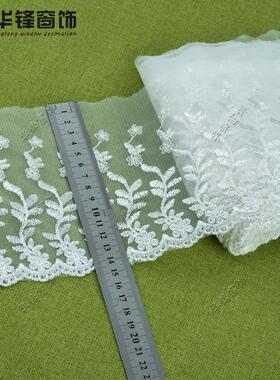 极速12.5cm-20cm宽窗帘白色蕾丝边家纺装饰O边网布花边DIY服装辅