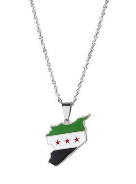 极速Syria Map Flag Pendant NecklaceFs Fashion Syrians Map Je