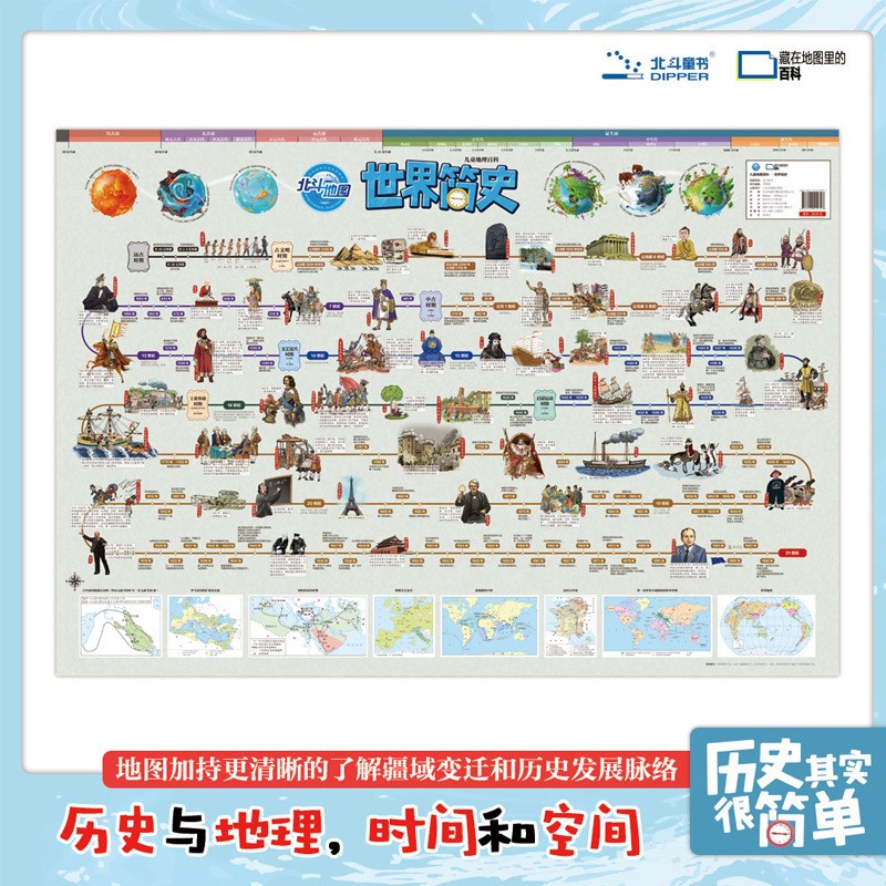 极速抖音同款中国简史世界简史地图B2023版新版中学生小学生历史