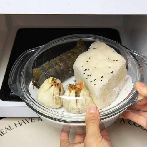 【一人食神器】微波炉三件套馒头包子加热专用蒸煲蒸盘热菜神器
