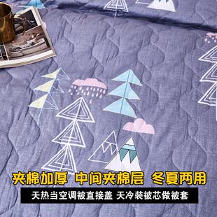 纯棉拉链被套单件单人150x200x230夹棉加厚两用空调被罩冬季 全棉