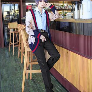 CL恋与深空祁煜cos不对称浪漫毛衣衬衫耳环假发手链开衫针织cos服