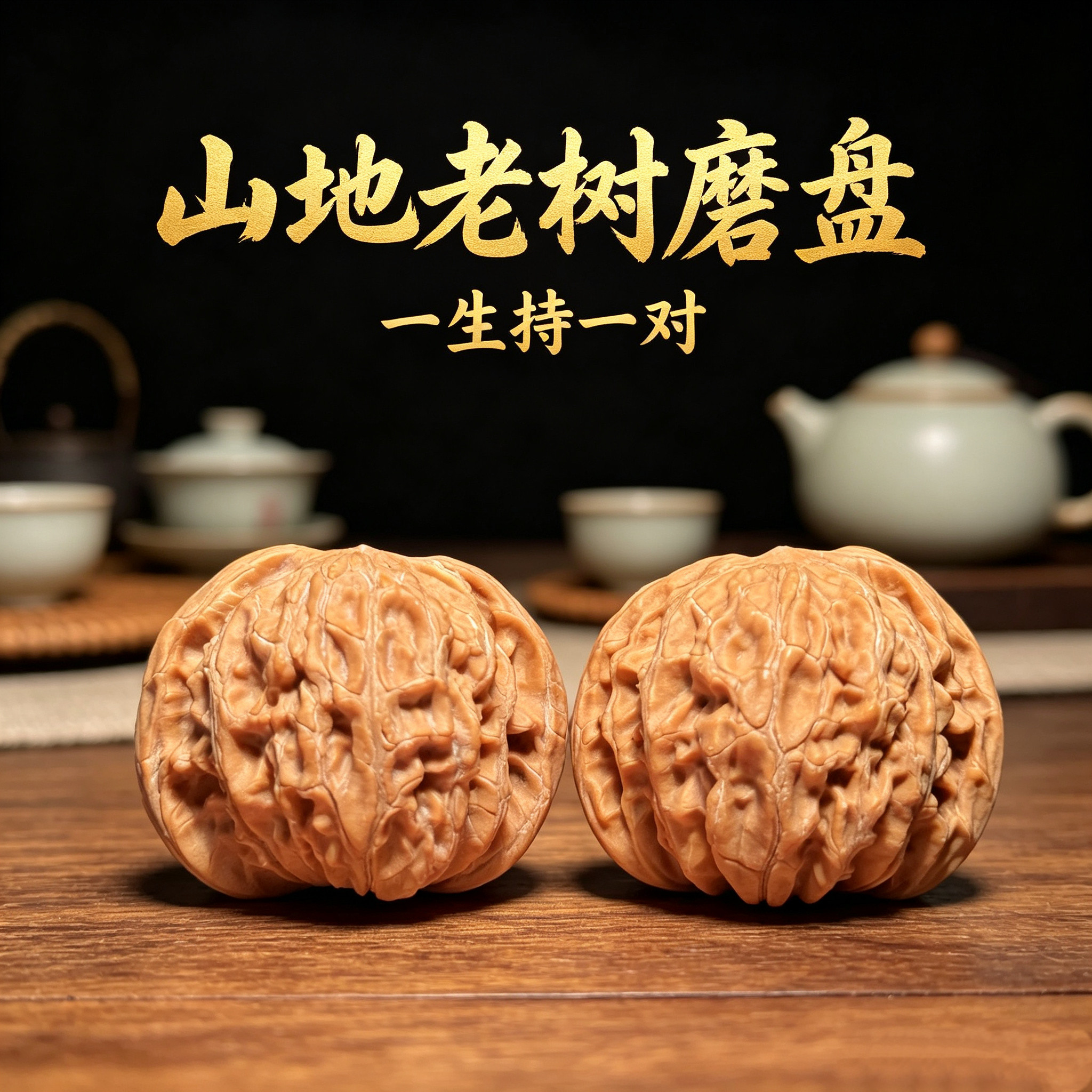 山中玉精品文玩山地老树磨盘狮子头核桃收藏级盘玩把件送女朋友QW