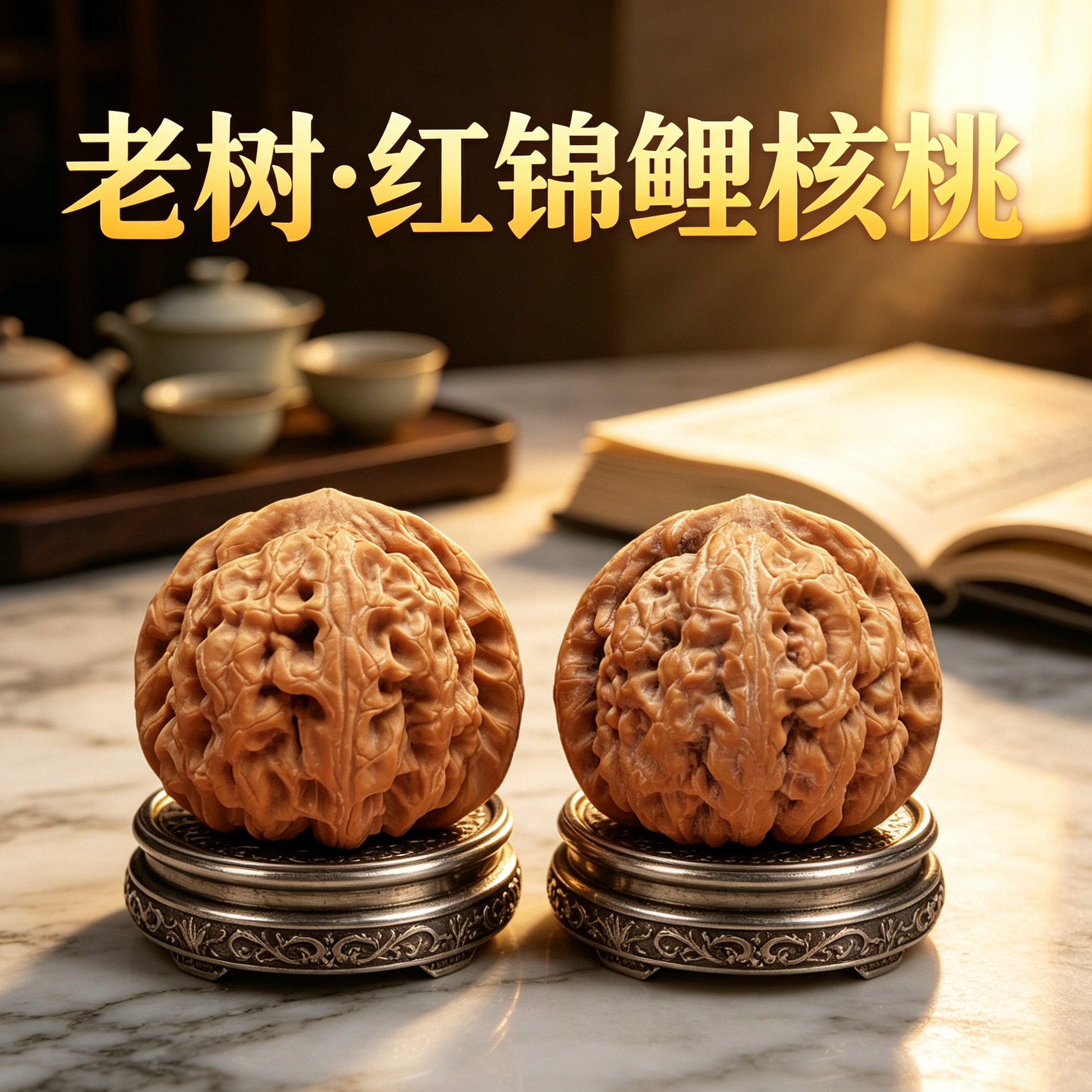 山中玉精品文玩核桃山地老树红锦鲤核桃高油高密高质盘玩收藏把件