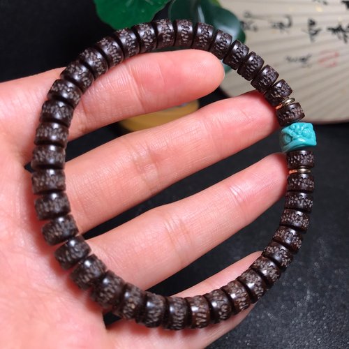 保真印尼原生态椰蒂单圈手串直切老型桶珠佛珠高抛男女款文玩手链