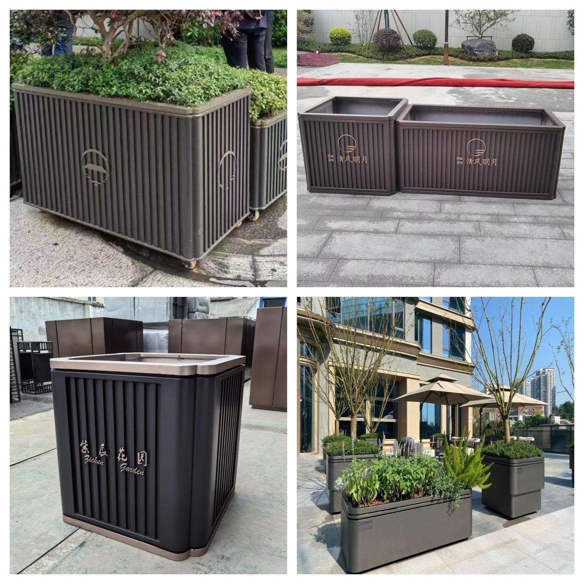 户外不锈钢花箱商业街外摆花槽售楼部市政隔断种植槽建发花箱花架