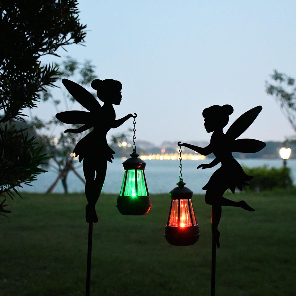 太阳能仙女地插灯led狗提灯铁艺剪影户外花园装饰氛围草坪灯