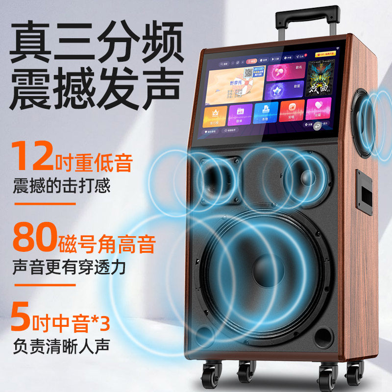 山水PC126广场舞音响带显示屏幕户外K歌移动拉杆音箱可携式家用